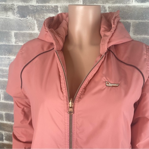 Women’s Peach / Pink Colored Hooded Zip Up Bench Jacket 4 Pockets Size 12 - Picture 3 of 16